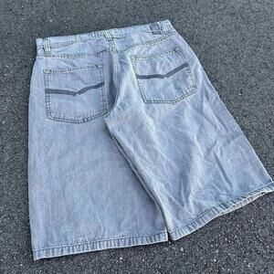 Vintage Baggy Faded Gray Embroidered Long Y2k Skater Grunge Shorts Jorts